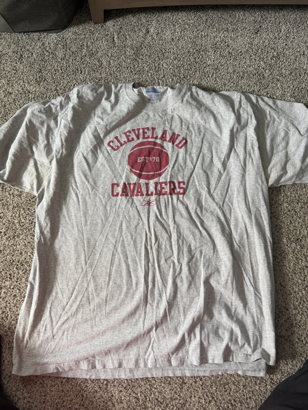 Reebok Gray Crewneck Tee with Blue Tag Print